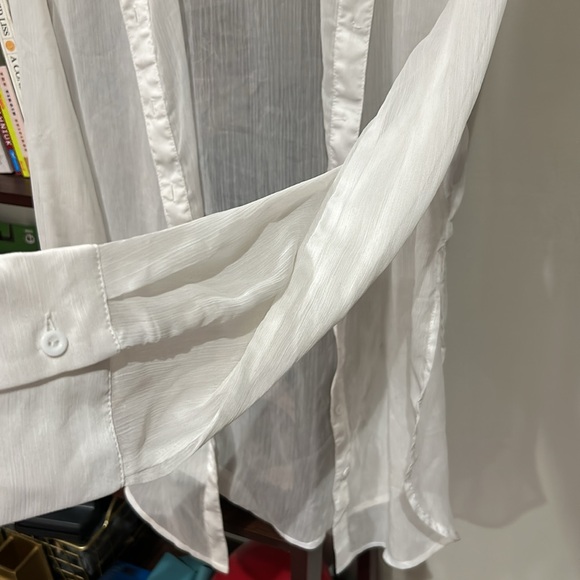 Semi sheer white button up/ beach coverup - Picture 6 of 6